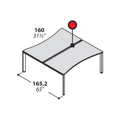 5th Element стол с изогнутой столешницей,центральным жёлобом 160*165.2*72.8